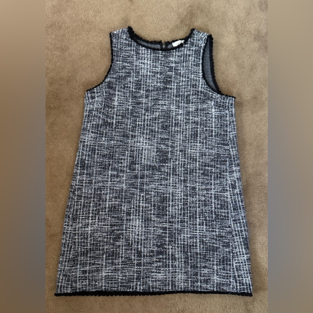LOFT sleeveless Black and White tweed shift Knit Dress. Size xl